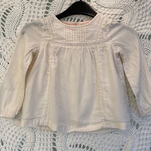 Mini Biden Girls Blouse Pleated Linen Button Back size 3-4 years Lace